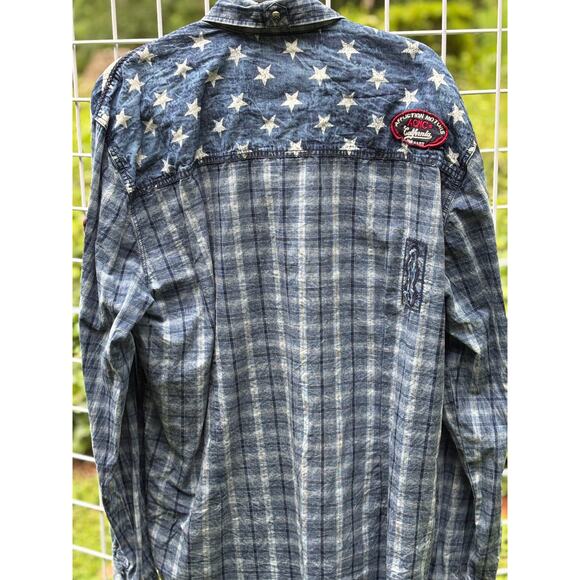 AFFLICTION MEN'S BUTTON DOWN SHIRT AMERICAN BRAVE EMBROIDERED BIKER XL - Picture 2 of 6